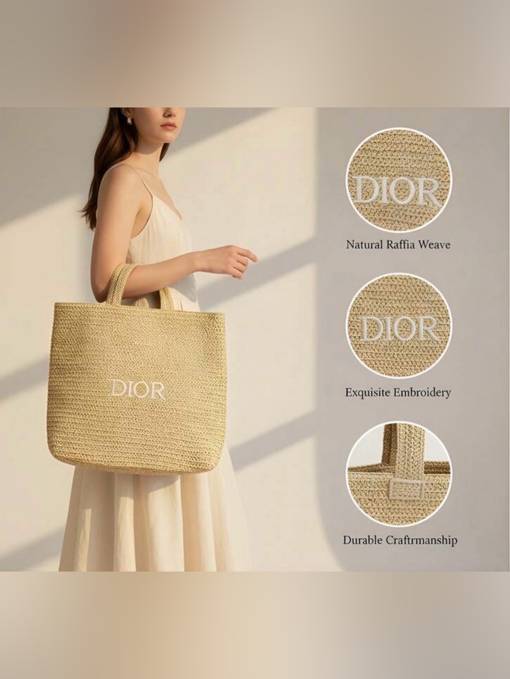 Christian Dior DIOR Woven Straw Tote Bag - Picture 5 of 5